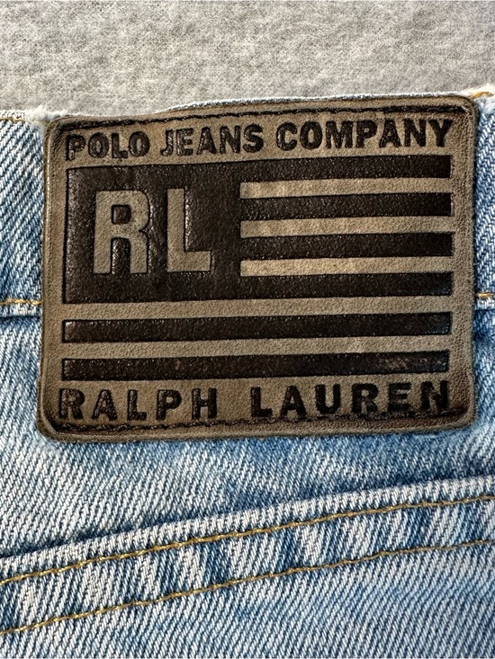 Polo Ralph Lauren Other - Polo by Ralph Lauren Light Blue Denim Jeans with Black Leather Patch 32x34